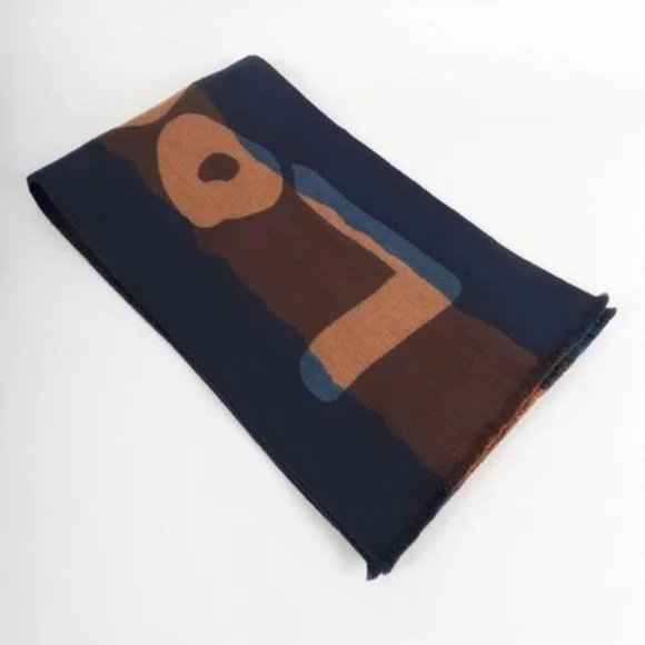 Louis Vuitton Navy Brown Letters Wool Scarf - Picture 1 of 7